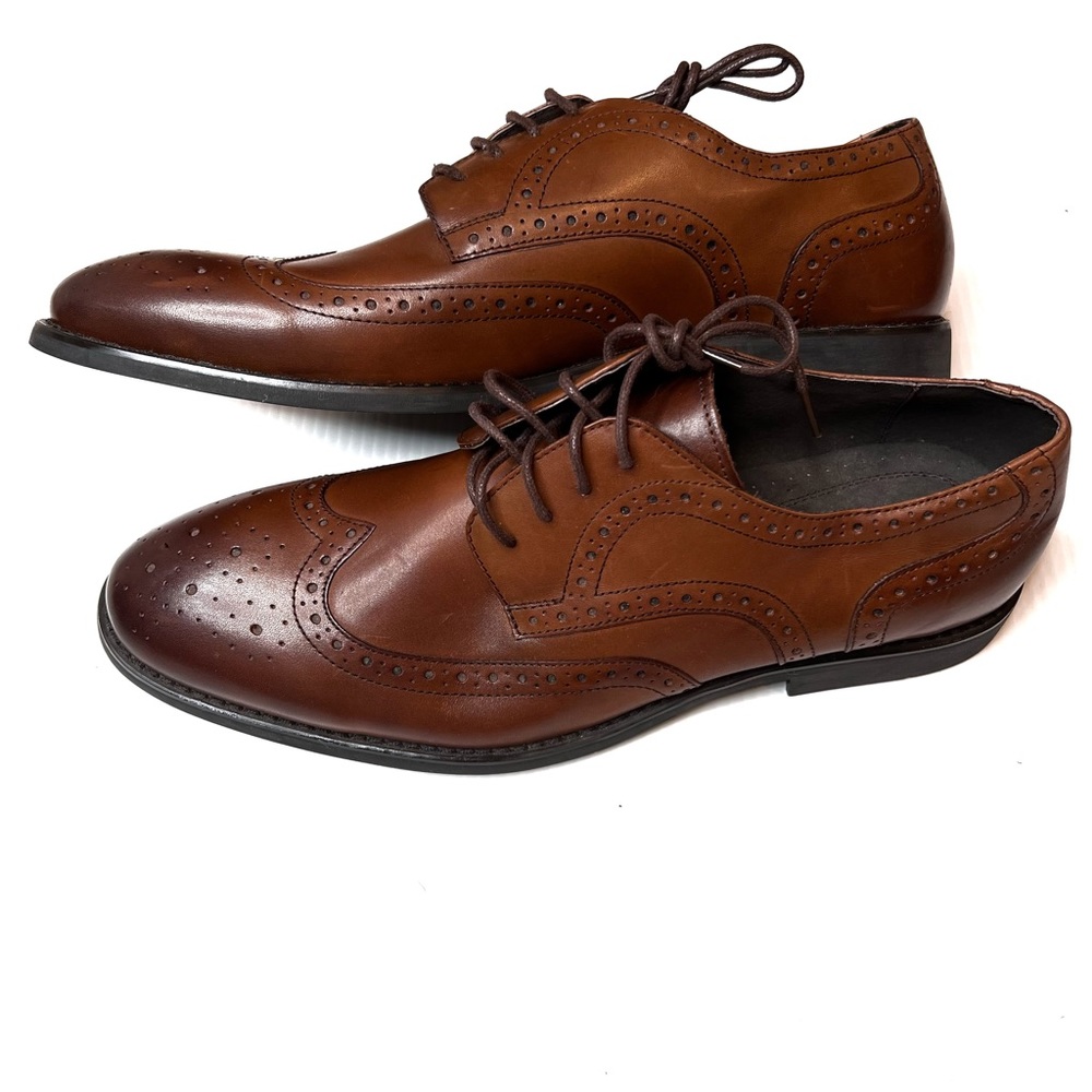 New Asher Green Brown Leather Oxford Loafers 13